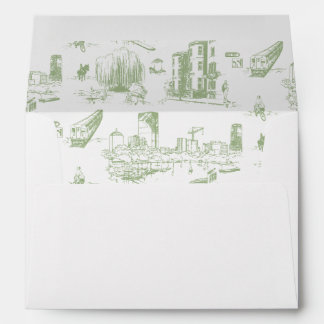 Boston Toile Sage Green Personalised Envelope