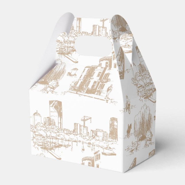 Boston Toile Tan and White Favour Box (Front Side)
