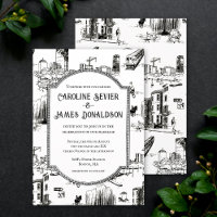 Boston Toile Wedding Invitation