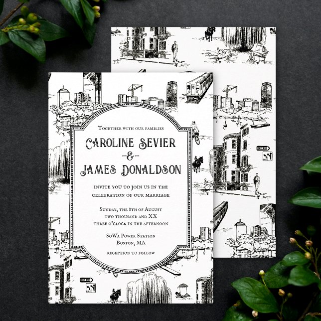 Boston Toile Wedding Invitation (Creator Uploaded)