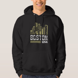 Boston USA Skyline Graphic   Modern Urban City Hoodie