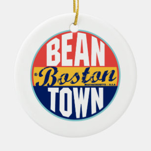 Boston Vintage Label Ceramic Tree Decoration