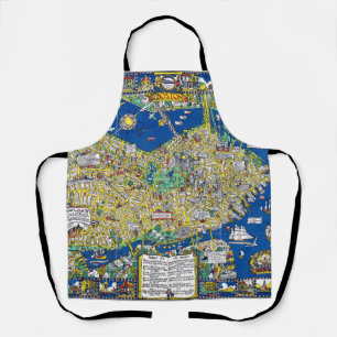 Boston vintage old city map USA america geography Apron