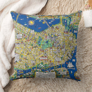 Boston vintage old city map USA america geography Cushion