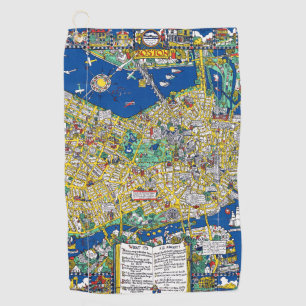 Boston vintage old city map USA america geography Golf Towel