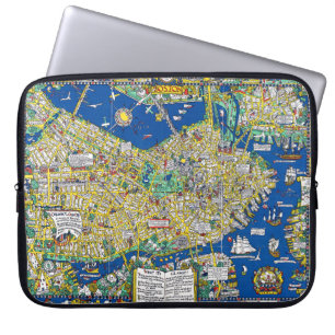 Boston vintage old city map USA america geography Laptop Sleeve