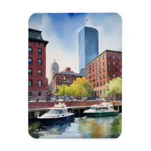 Boston watercolor art magnet