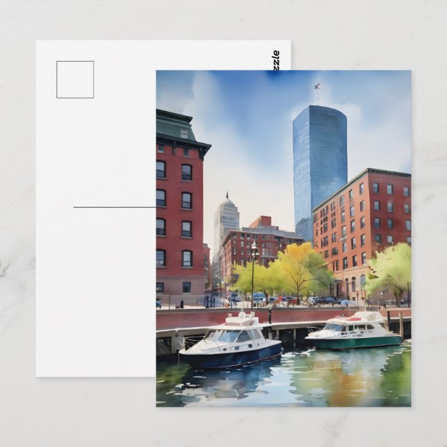 Boston watercolor art postcard (Front/Back)