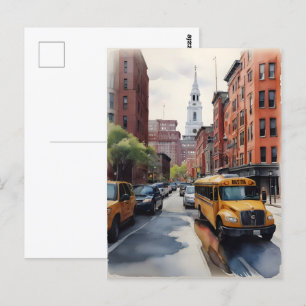 Boston watercolor art postcard