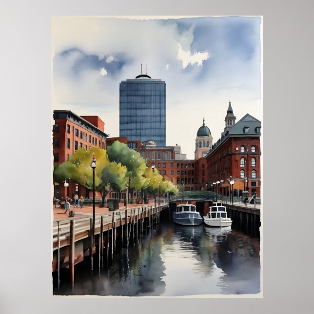 Boston watercolor art poster (Front)