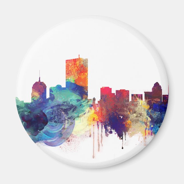 Boston watercolor skyline magnet (Front)