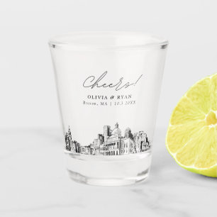 Boston Wedding Favour Personalised Cheers Shot Glass