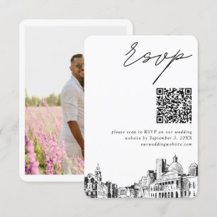 Boston Wedding Modern RSVP QR Code Enclosure Card