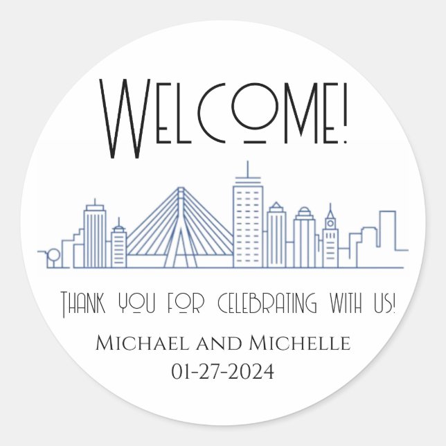 Boston  Wedding Welcome bag Sticker (Front)