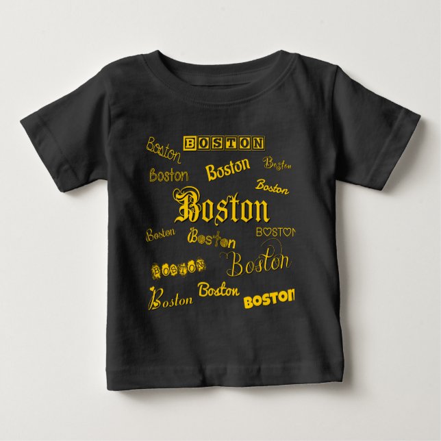 Boston Yellow Fonts Baby T-Shirt (Front)