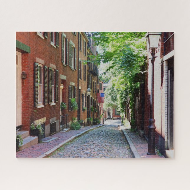 Boston's Acorn Street in Summer Photo Puzzle (Horizontal)