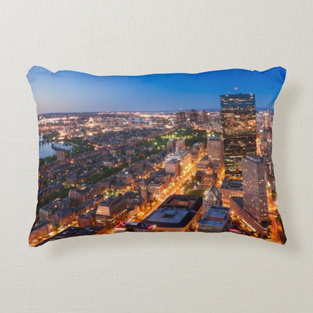 Boston's skyline at dusk decorative cushion (Front)
