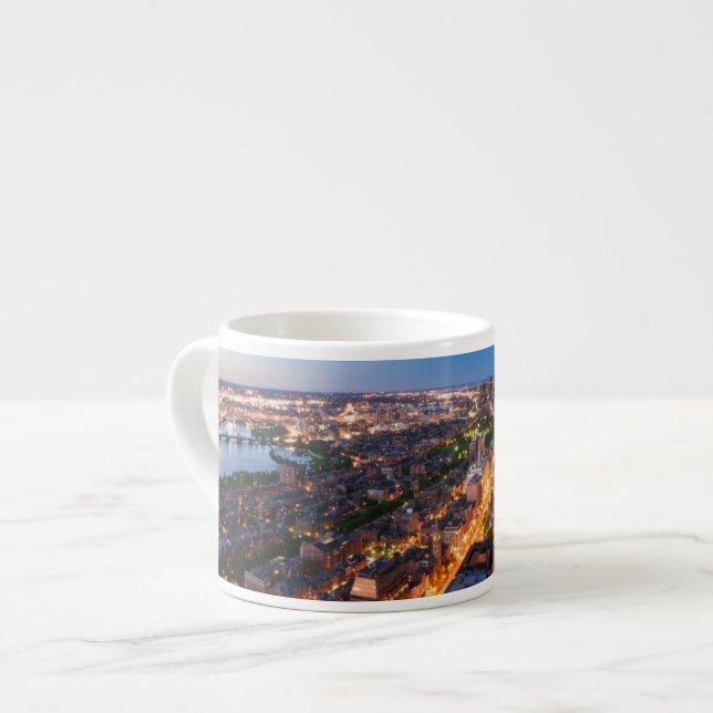 Boston's skyline at dusk espresso cup (Front Left)