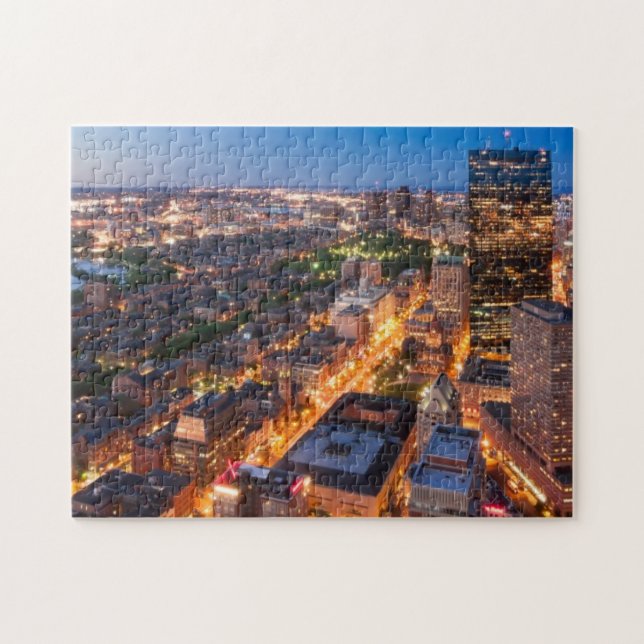Boston's skyline at dusk jigsaw puzzle (Horizontal)