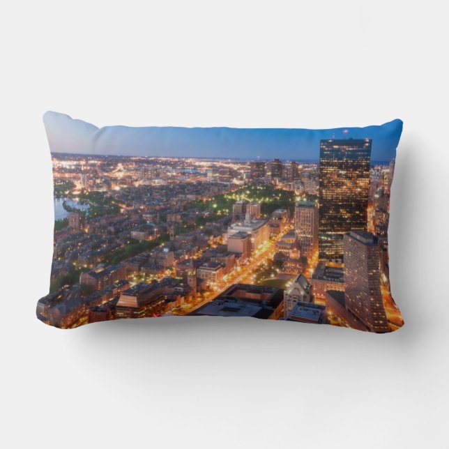 Boston's skyline at dusk lumbar cushion (Front)