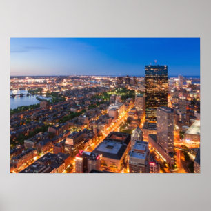 Boston's skyline at dusk poster