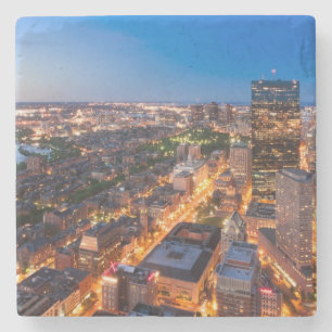 Boston's skyline at dusk stone coaster