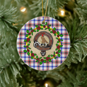 Boswell Clan Badge & Tartan Personalised Xmas Ceramic Ornament