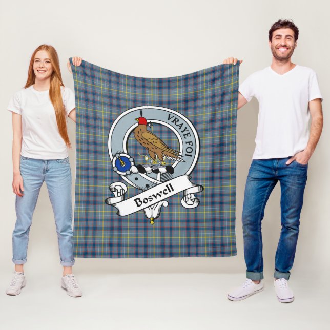 Boswell Clan Badge Tartan Plaid Fleece Blanket (In Situ)