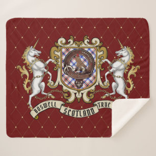 Boswell Clan Badge & Tartan Sherpa Blanket