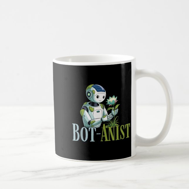 Bot-anist solarpunk robot earth day green future coffee mug (Right)