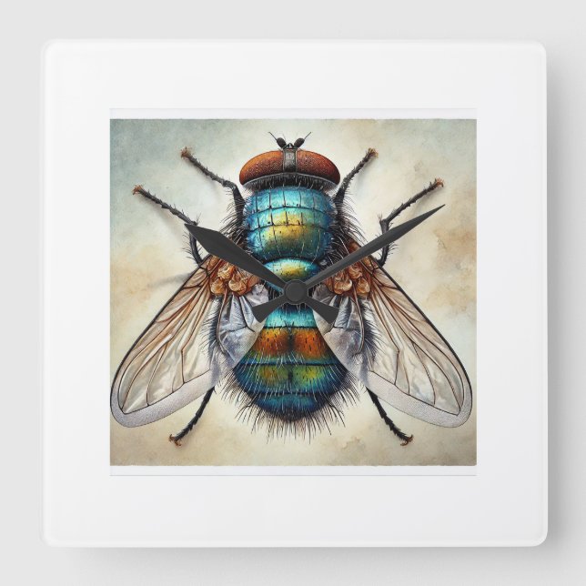 Bot fly 160724IREF215 - Watercolor Square Wall Clock (Front)