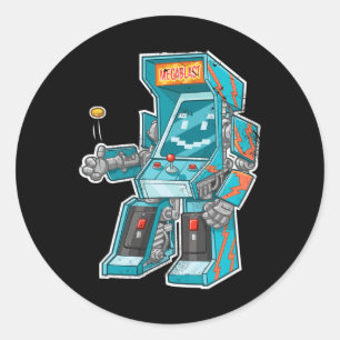 Bot- Video Game Cabinet With Joystick In Disguise Classic Round Sticker