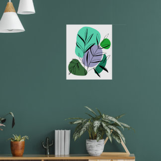 Botanic Balance: Leaves & Abstract Shapes Poster