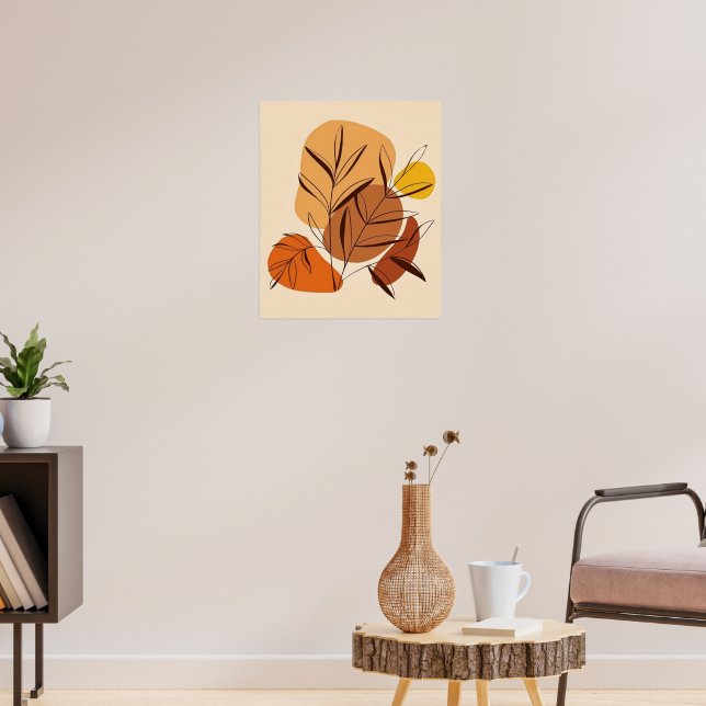 Botanic Balance: Leaves & Abstract Shapes Poster (Living Room 3)