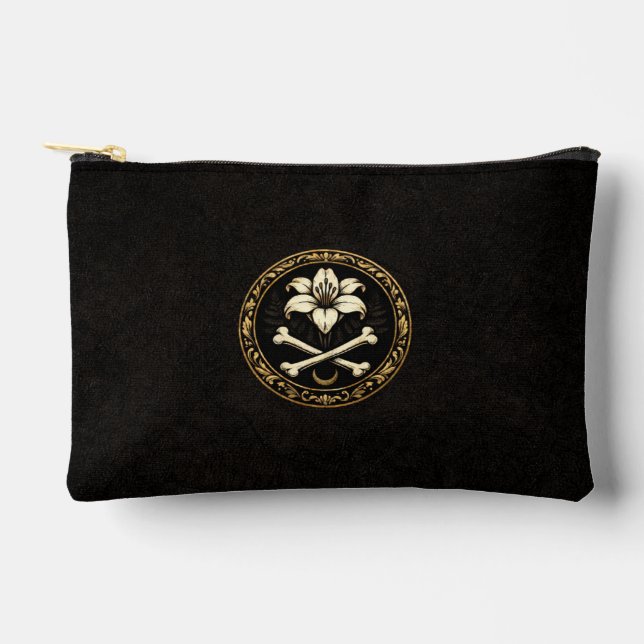Botanic & Bones Crest | Dark Academia Lily & Bones Accessory Pouch (Front)