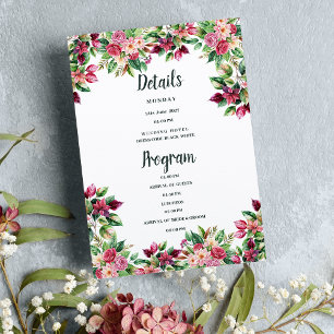 Botanic burgundy pink green floral Details Program