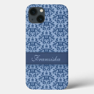 Botanic damask deep blue iPhone 13 case