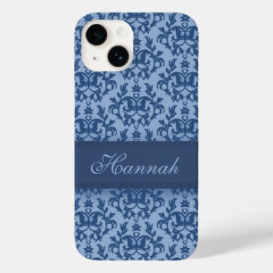 Botanic damask powder blue custom name Case-Mate iPhone 14 case