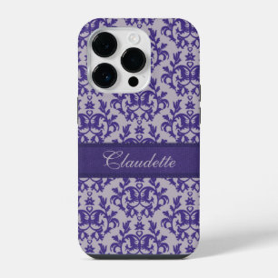 Botanic damask purple grey iphone 14 pro case
