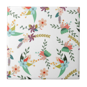 Botanic Elegance" Floral Pattern  Ceramic Tile