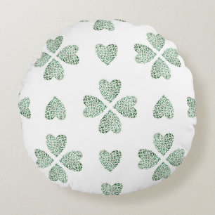Botanic green ornament, seamless watercolor patter round cushion