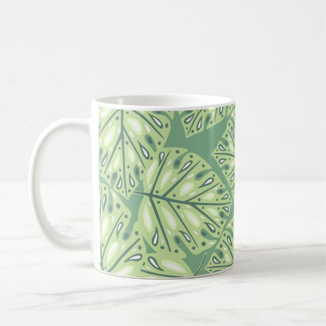 Botanic jungle seamless pattern in pastel green co coffee mug (Left)