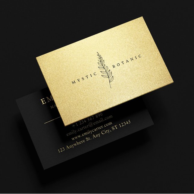 Botanic Leaf & Gold Modern Business Card (Creator Uploaded)