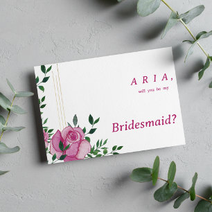 Botanic lilac green gold rose floral Bridesmaid  Invitation