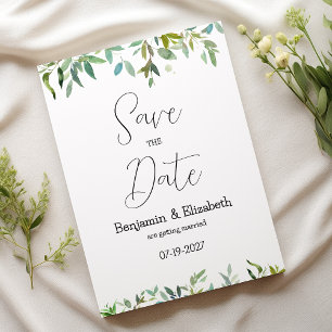 Botanic mint dark green foliage Save the Date  Invitation