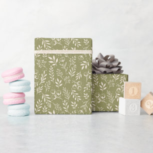Botanic Pattern Olive Green - Wrapping Paper Roll