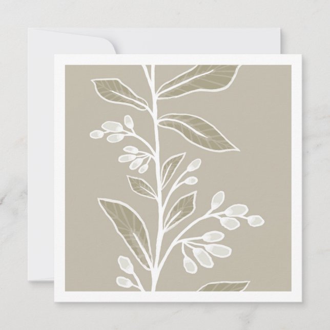 Botanic Reverie Warm Sand Minimalist Botanical Card (Front)