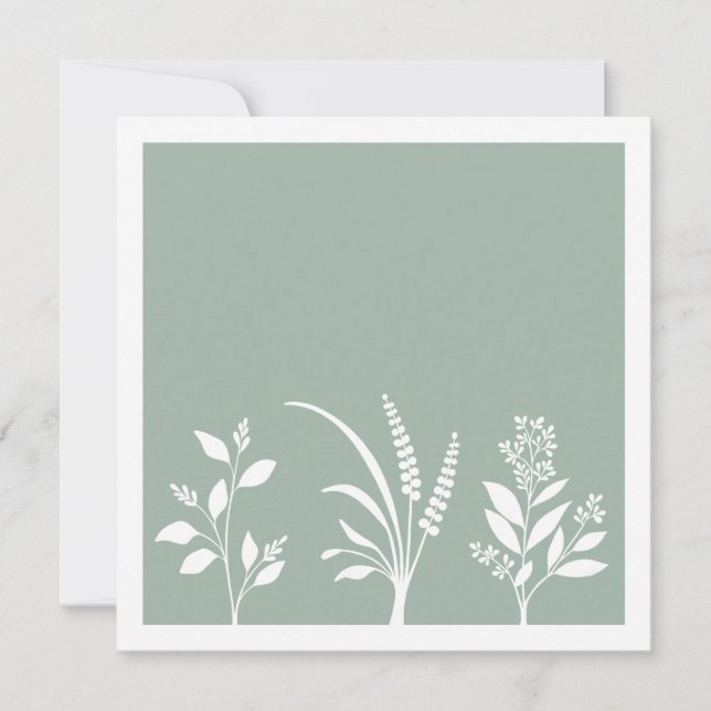 Botanic Serenade Sage Green Silhouettes Minimalist Card (Front)