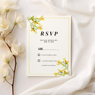 Botanic yellow orange green spring floral RSVP Invitation
