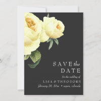 Botanica | Grey Vintage Yellow rose SAVE THE DATE
